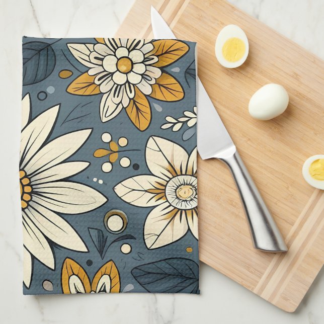 Vintage Floral Pattern Kitchen Towel (Quarter Fold)