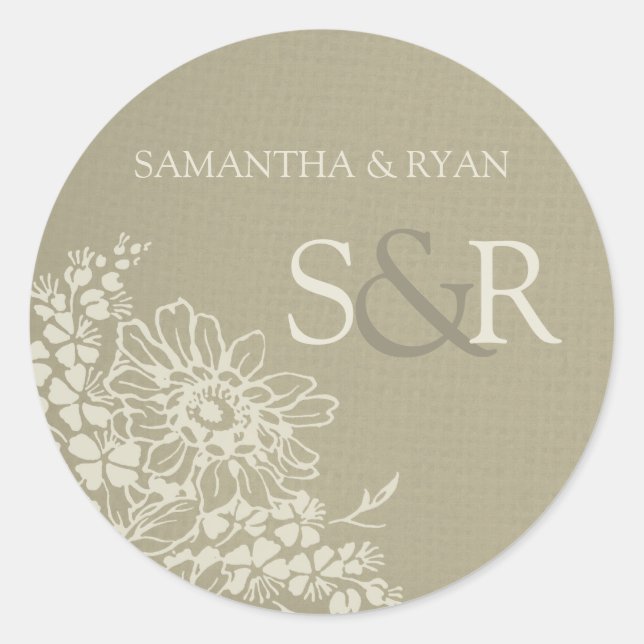 Vintage Floral Pattern Monogram Envelope Seal (Front)