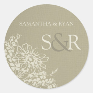 Vintage Floral Pattern Monogram Envelope Seal