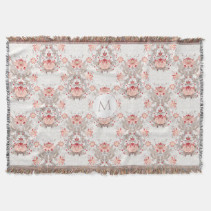 Vintage Floral Pattern Monogram T Blanket