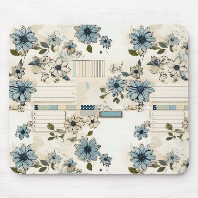 Vintage Floral Pattern Mouse Pad (Front)