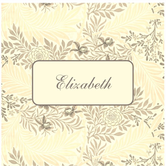 Vintage floral pattern name sticker (Front)