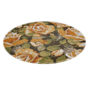 Vintage Floral pattern of yellow roses Cutting Board