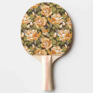 Vintage Floral pattern of yellow roses Ping Pong Paddle