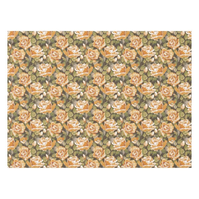 Vintage Floral pattern of yellow roses Tablecloth (Front (Horizontal))
