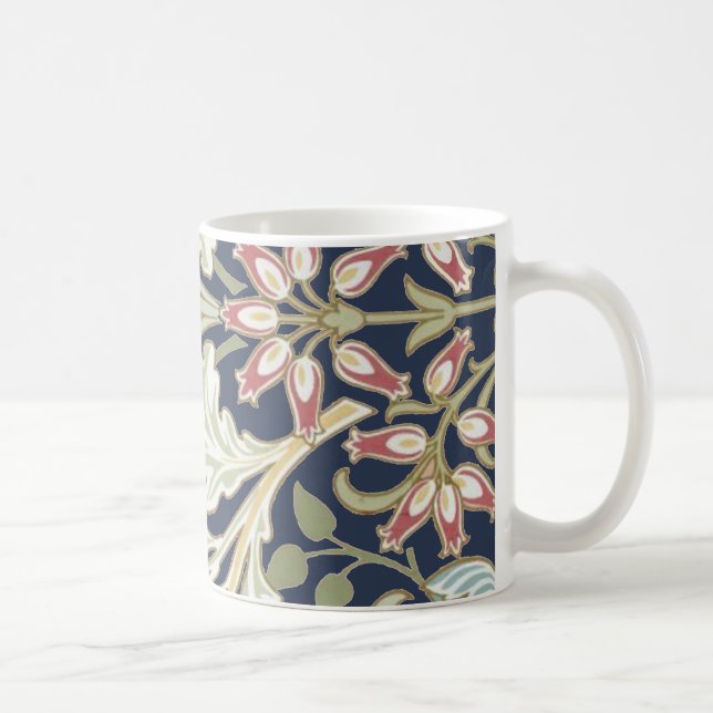 Vintage Floral Pattern on Blue Coffee Mug (Right)