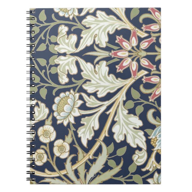 Vintage Floral Pattern on Blue Notebook (Front)