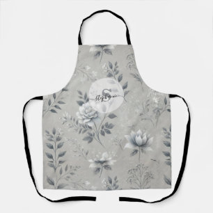 Vintage Floral Pattern on Rustic Grey Background Apron
