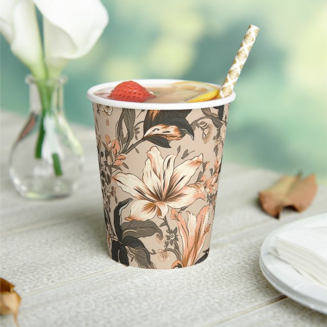 Vintage Floral Pattern Paper cup (Insitu)