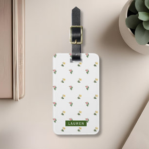 Vintage Floral Pattern Personalized Luggage Tag