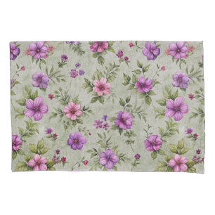 Vintage Floral Pattern Pillowcase Set - Soft Green
