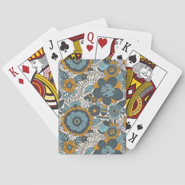 Vintage floral pattern playing cards (Back)