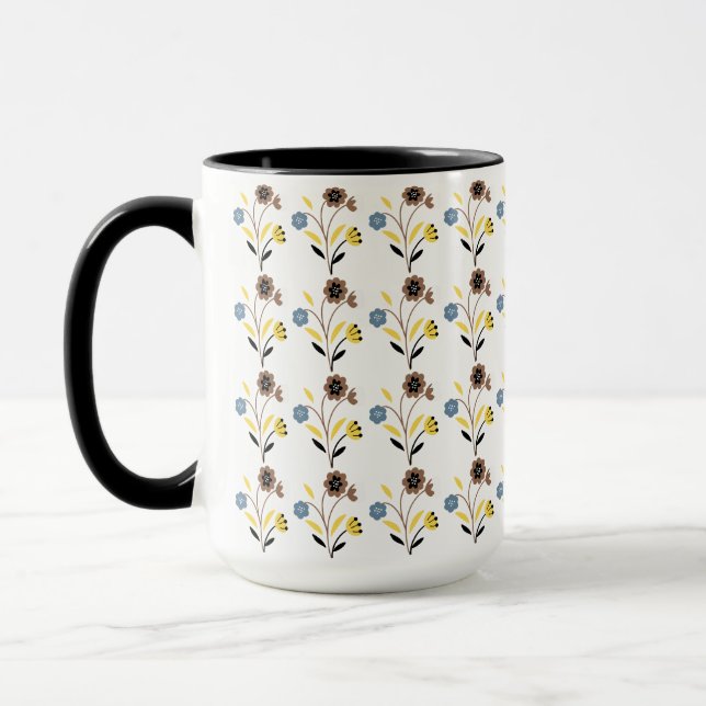 Vintage Floral Pattern – Retro Botanical Seamless  Mug (Left)