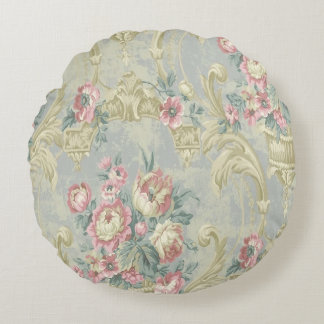 Vintage Floral Pattern Round Pillow