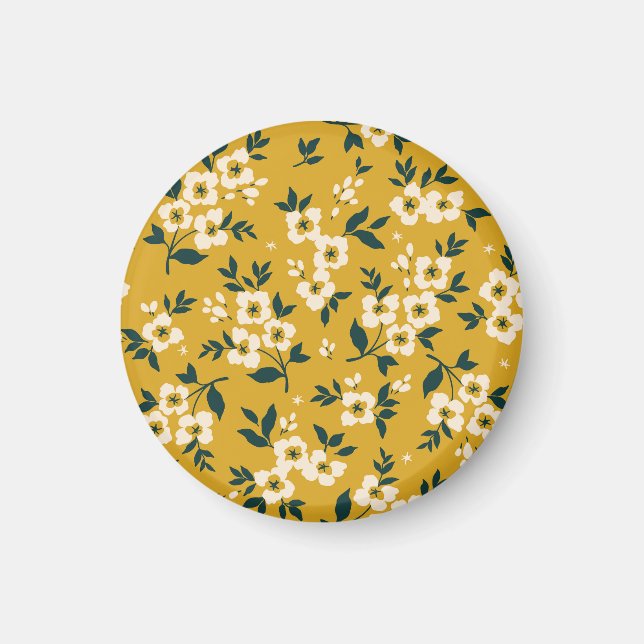 Vintage floral pattern, small white flowers. magnet (Front)