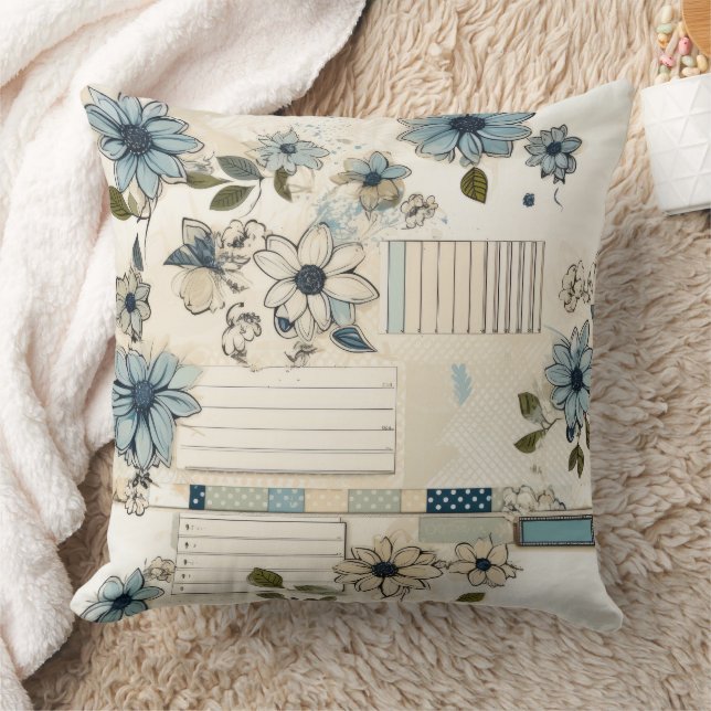 Vintage Floral Pattern Throw Pillow (Blanket)