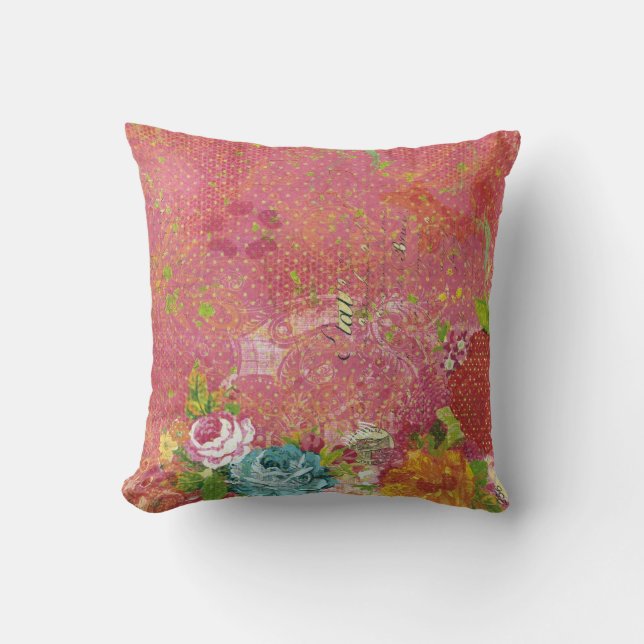 vintage floral pattern throw pillow (Front)