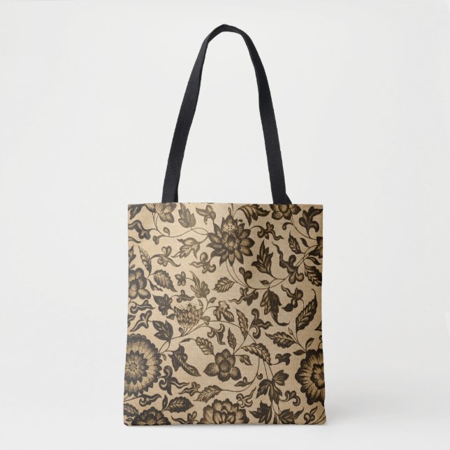 vintage floral pattern tote bag (Front)