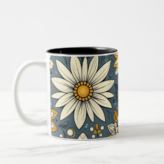 Vintage Floral Pattern Two-Tone Coffee Mug