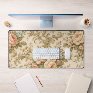 Vintage Floral Pattern Wallpaper  Desk Mat