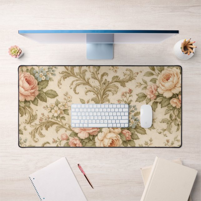 Vintage Floral Pattern Wallpaper  Desk Mat (Office 1)