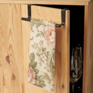 Vintage Floral Pattern Wallpaper Kitchen Towel