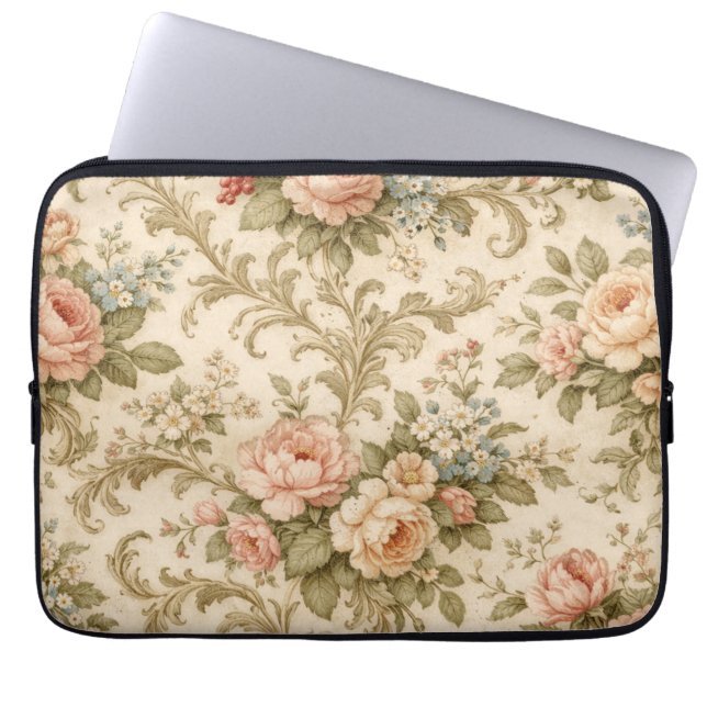 Vintage Floral Pattern Wallpaper  Laptop Sleeve (Front)
