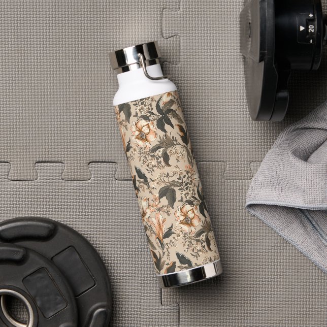 Vintage Floral Pattern Water Bottle (Gym)