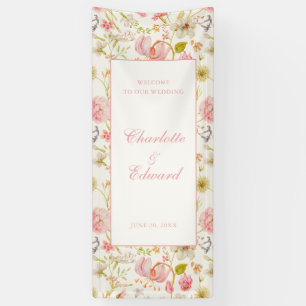 Vintage Floral Pattern Wedding Banner