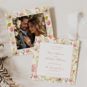 Vintage Floral Pattern Wedding Save The Date