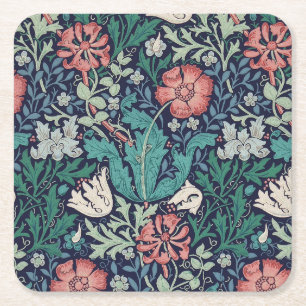 Vintage Floral Pattern, William Morris Square Paper Coaster