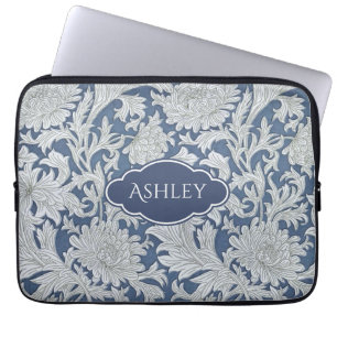 Vintage Floral Pattern with Custom Monogram Laptop Sleeve