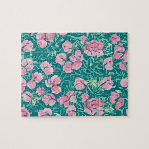 Vintage Floral Pattern With Pastel Colors Flowers Jigsaw Puzzle