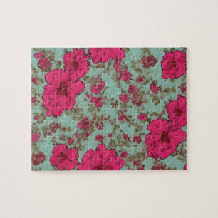 Vintage Floral Pattern With Pastel Colors Flowers Jigsaw Puzzle
