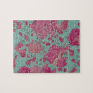 Vintage Floral Pattern With Pastel Colors Flowers Jigsaw Puzzle