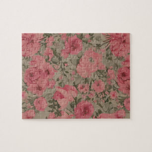 Vintage Floral Pattern With Pastel Colours Flowers Jigsaw Puzzle