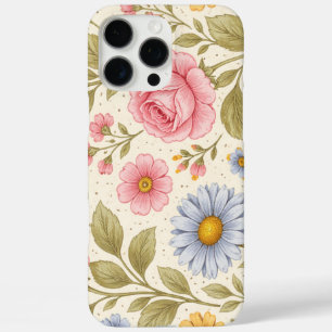 Vintage Floral Pattern with Roses and Daisies iPhone 16 Pro Max Case