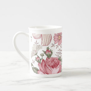Vintage Floral Pattern with Roses Bone China Mug