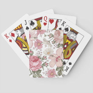 Vintage Floral Pattern with Roses Playing Cards