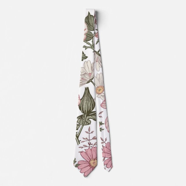 Vintage Floral Pattern with Roses Tie (Front)