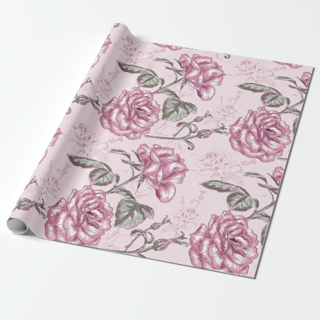 Vintage Floral pattern Wrapping Paper (Unrolled)