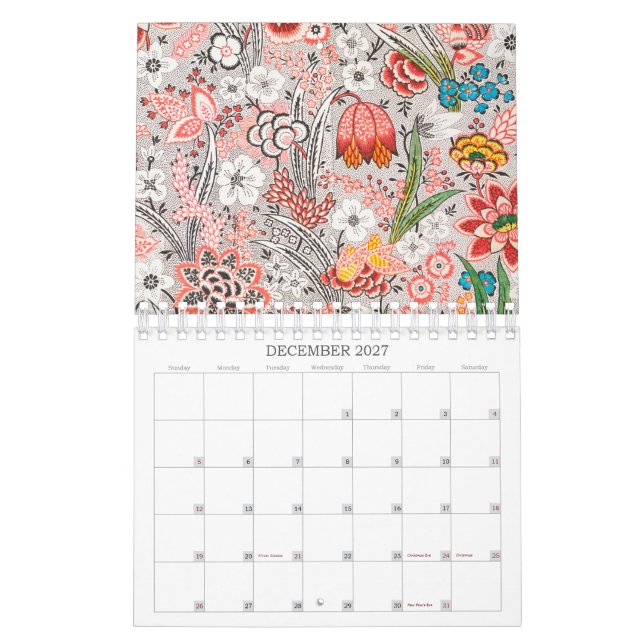 Vintage Floral Patterns Mid-Year / Academic Calendar (Dec 2027)