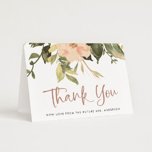 Vintage Floral Peonies   Elegant Bridal Shower Thank You Card