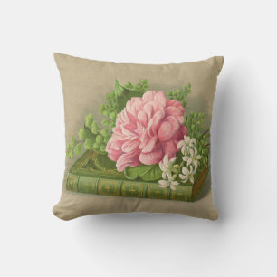 Vintage Floral Peony Classy Book Elegant Outdoor Pillow