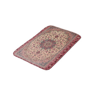 Vintage Floral Persian Carpet Pattern Bath Mat