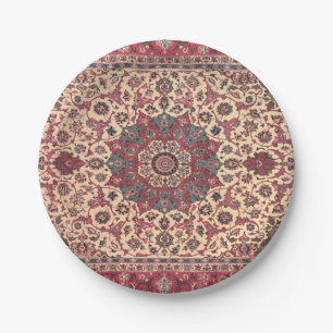 Vintage Floral Persian Carpet Pattern Paper Plate