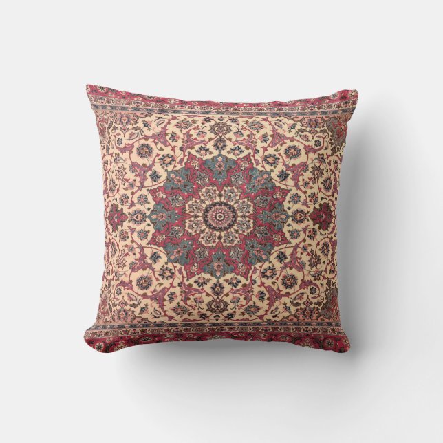 Vintage Floral Persian Carpet Pattern Throw Pillow (Front)