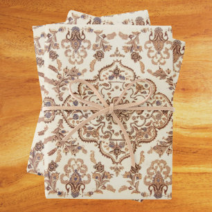 Vintage Floral Persian Rug Pattern Wrapping Paper Sheet