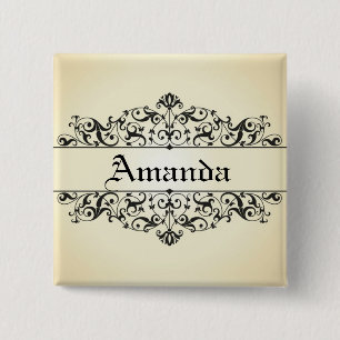 Vintage Floral Personalized 2 Inch Square Button