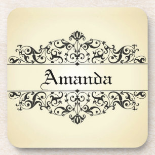 Vintage Floral Personalized Coaster